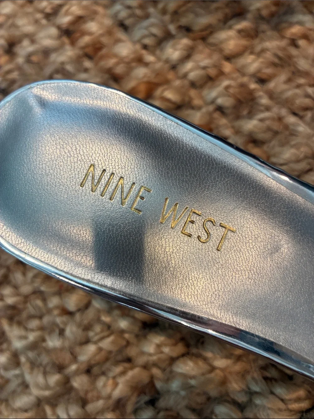Nine West Silver Metallic Kitten Heel, Slide Sandals - 8M - Picture 2 of 6